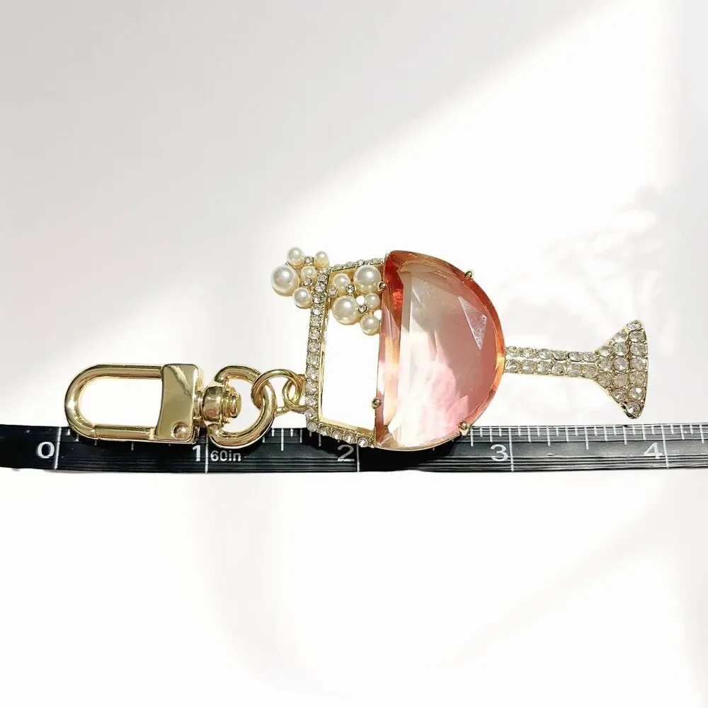 True to Form Wine Glass Purse Charm Clip On Rose All Day Pink Champagne Cocktail
